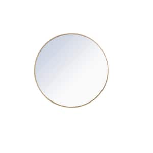 Timeless Home 32 in. W x 32 in. H x Contemporary Metal Framed Round Brass Mirror