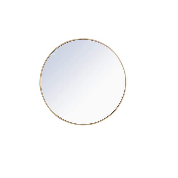 Unbranded Timeless Home 32 in. W x 32 in. H x Contemporary Metal Framed Round Brass Mirror