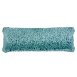 Soleil Shag Solid Blue Lumbar Outdoor Throw Pillow