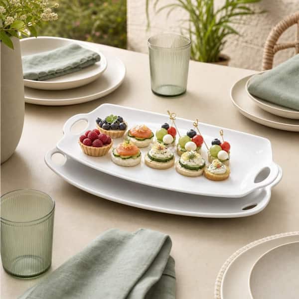 Numhew Porcelain Serving Trays with Handles, 9.3 in. W x 1.2 in. H