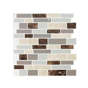 12 in. x 12 in. Vinyl Peel and Stick Backsplash Tile Self Adhesive Wall Tiles Sticker for Kitchen Brown Marble (10-Pack)