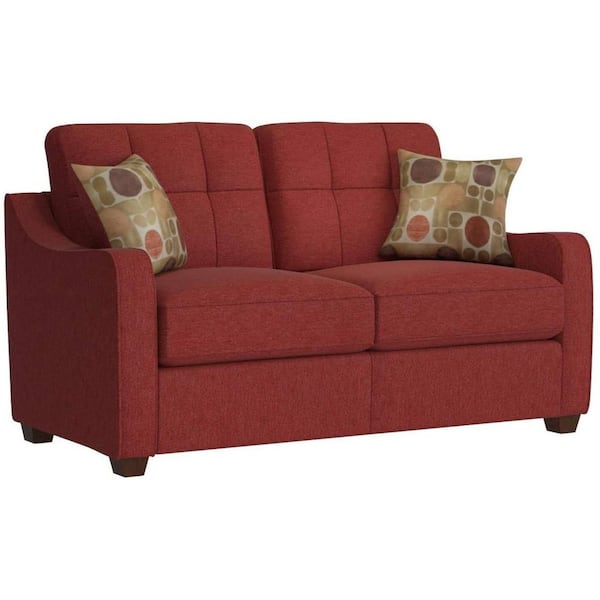 Aoibox 31 in. Red Linen Loveseat with 2-Pillows