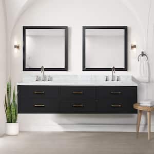 Sherman 80 in W x 22 in D Black Double Bath Vanity, Carrara Marble Top, and Faucet Set