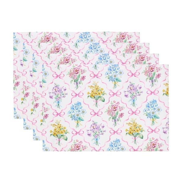 Lenox Bouquet Ribbon Placemats, Set of 4, Multicolor - 13"W x 19"L