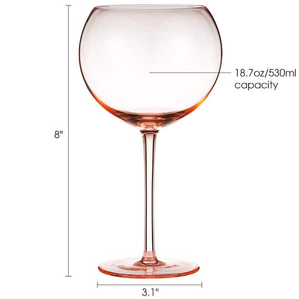 Berkware Luxurious and Elegant Sparkling Rose Pink Colored Wine Glass -  13.3oz (Set of 2)