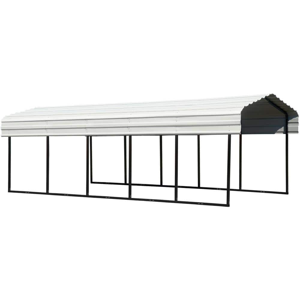 10 x 24 ft. Eggshell Galvanized Steel Carport with Black Frame