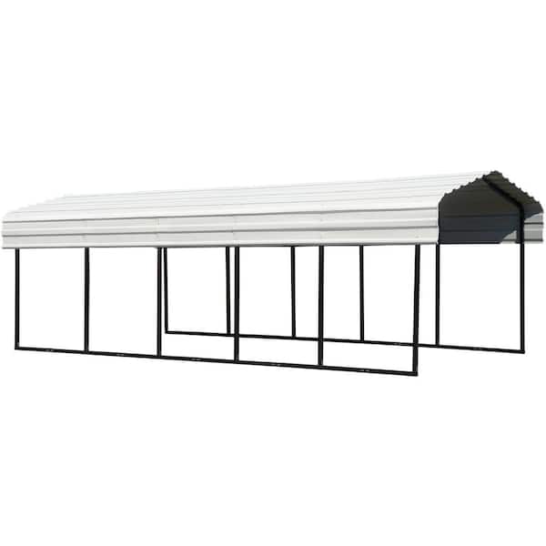 Arrow 10 ft. W x 24 ft. D x 7 ft. H Eggshell Galvanized Steel Carport, Car Canopy and Shelter