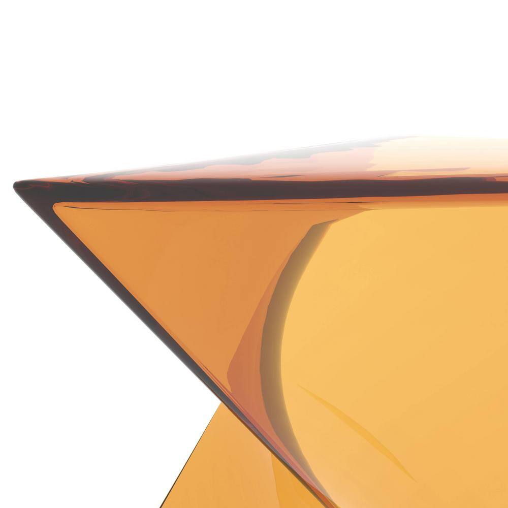 Randolph Transparent Tea Plastic Triangular Side Table