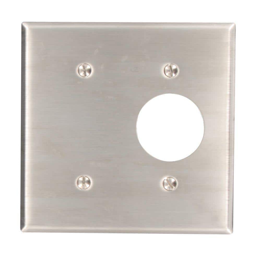 Stainless Steel Device Mount Leviton 84040-40 2-Gang 1-Toggle Centered Device Switch Wallplate 