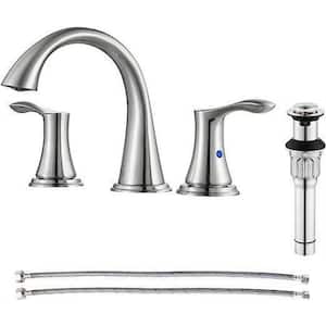 Widespread 2-Handles Bathroom Faucet with Metal Pop Up Sink Drain and cUPC Faucet Supply Lines, Bath Accessory Set