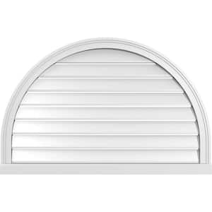 40 in. x 26 in. Round Top White PVC Paintable Gable Louver Vent Functional