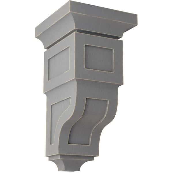 Ekena Millwork 7 in. x 14 in. x 7-3/4 in. Pebble Grey Jumbo Reyes Wood Vintage Decor Corbel