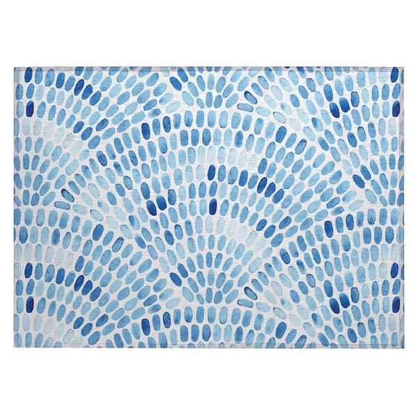 Surfside Blue 1 ft. 8 in. x 2 ft. 6 in. Geometric Indoor/Outdoor Area Rug