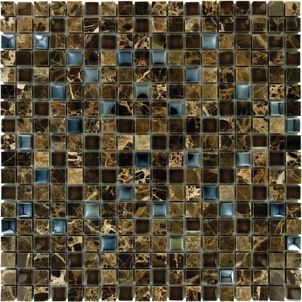 MSI Emperador 12 in. x 12 in. x 8 mm Glass Stone Mesh-Mounted Mosaic Tile (10 sq. ft. / case)