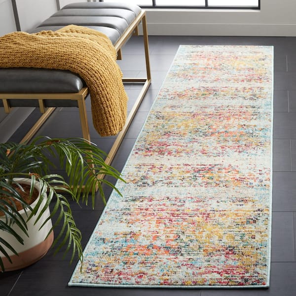 Monaco 2 ft. x 8 ft. Gray/Multi Distressed Marble Runner Rug