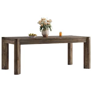 Roesler Brown Solid Wood 63 in. Pedestal Base Rectangular Dining Table Kitchen Table with Heavy Duty Legs Seats 6