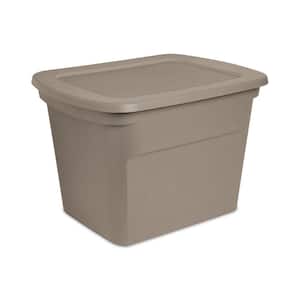 18 Gal. Plastic Stackable Storage Bin Container Box in Taupe (8-Pack)