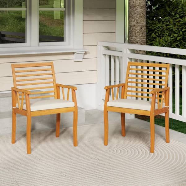 Gymax 2 PCS Patio Dining Chairs w/ Removable Padded Cushion