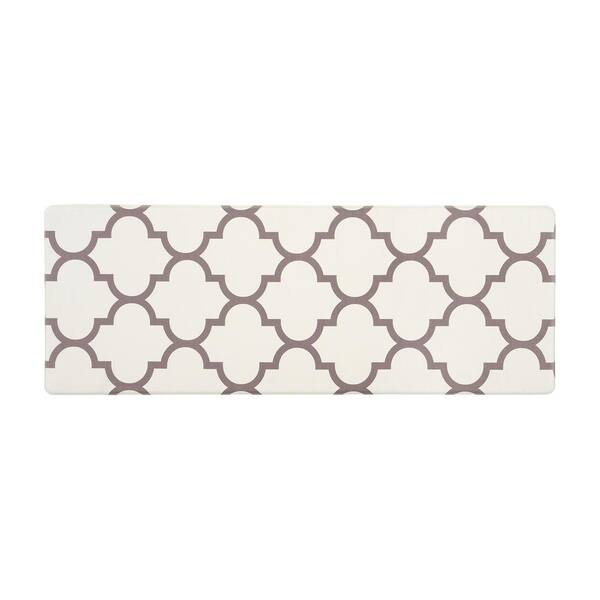 World Rug Gallery Cream Contemporary Modern Moroccan Trellis 18 in. x 47 in. Anti Fatigue Standing Mat