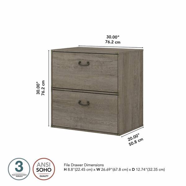Kathy Ireland Ironworks Red Gray 2 Drawer Lateral File Ki50304