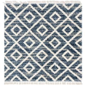 Unique Loom Hygge Shag Balanced Blue 8 ft. x 8 ft. Square Rug 3144084 ...