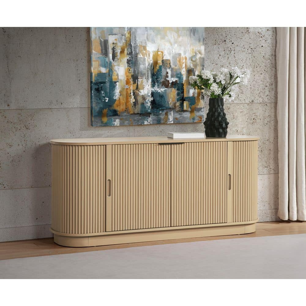 Best Master Furniture Caldera Light Oak Wood Buffet with Fluted