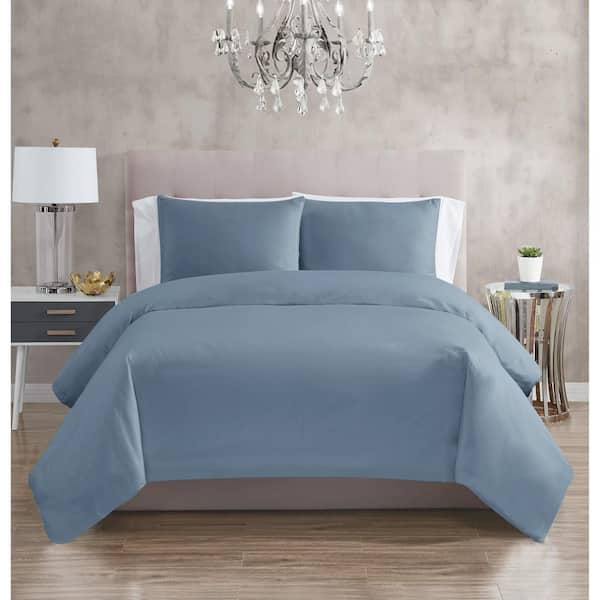 Cannon Solid Percale 3-Piece Grey Cotton Full/Queen Duvet Cover Set  DCS4488GYQ-1800 - The Home Depot