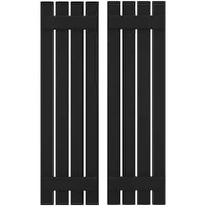 15-1/2 in. W x 31 in. H Americraft 4-Board Exterior Real Wood Spaced Board and Batten Shutters in Black