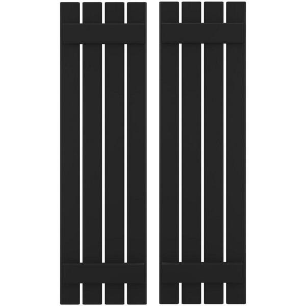 Ekena Millwork 15-1/2 in. W x 43 in. H Americraft 4-Board Exterior Real Wood Spaced Board and Batten Shutters in Black