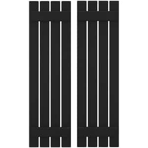 15-1/2 in. W x 63 in. H Americraft 4-Board Exterior Real Wood Spaced Board and Batten Shutters in Black