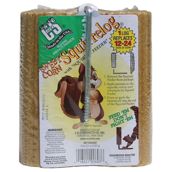 C and S Products Sweet Corn Flour Squirrel Food Log with Hanger