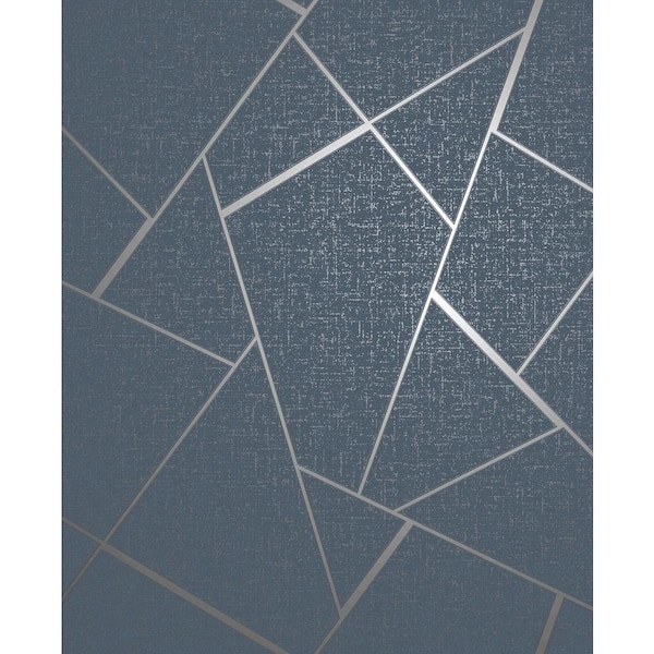 Fine Decor Quartz Navy Fractal Navy Wallpaper Sample