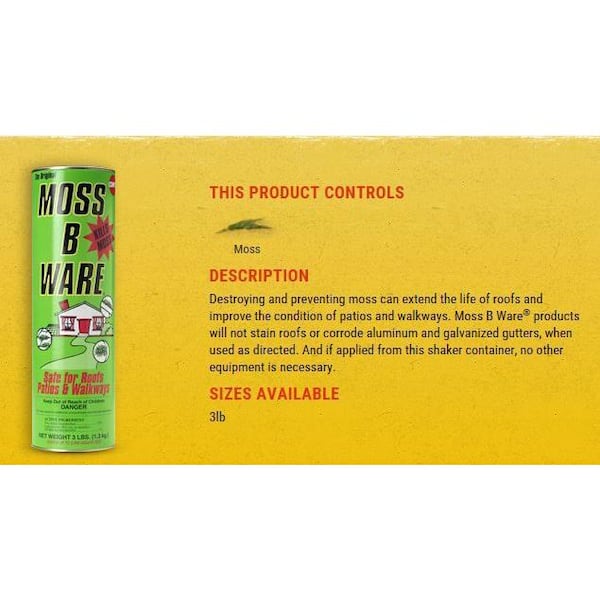 Corry's - Moss-B-Ware 3 lbs. 3,000 sq. ft. Roof, Patio and Walkway Moss Killer Granules