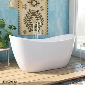 Nile 71 in. x 29 in. Freestanding Acrylic Soaking Bathtub with Center Drain in Chrome