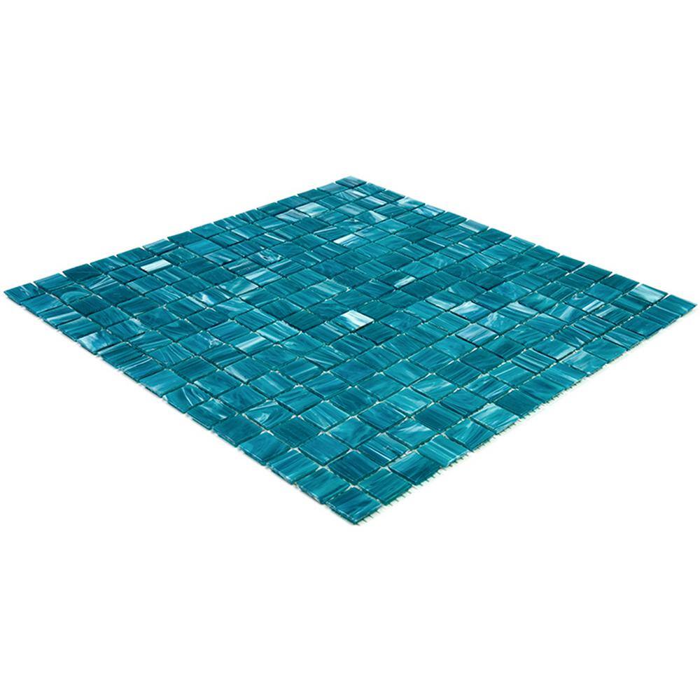 Pacific Blue Glossy Glass Mosaic Wall and Floor Tile