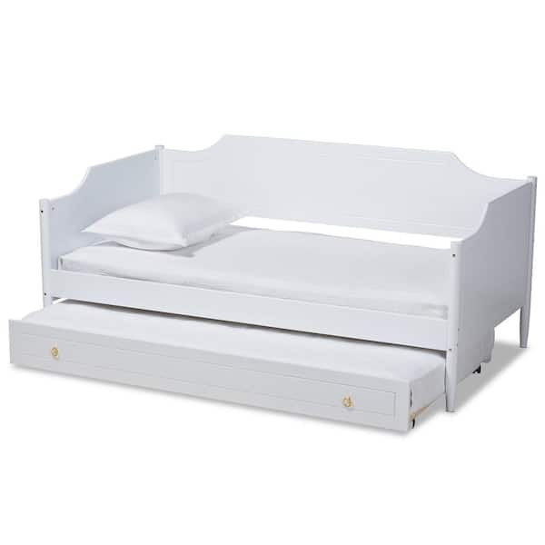 Baxton Studio Alya White and Gold Twin Daybed with Trundle