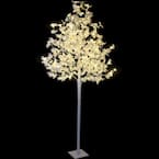 8 ft. Pre-Lit Maple Tree with White Leaves and 264 Warm White and Clear White Lights