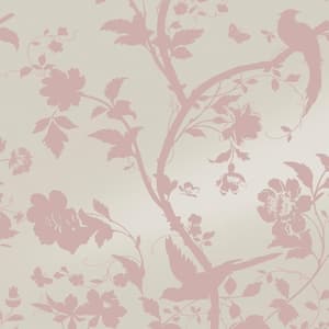 Oriental Garden Pearlescent Chalk Pink Unpasted Removable Strippable Wallpaper