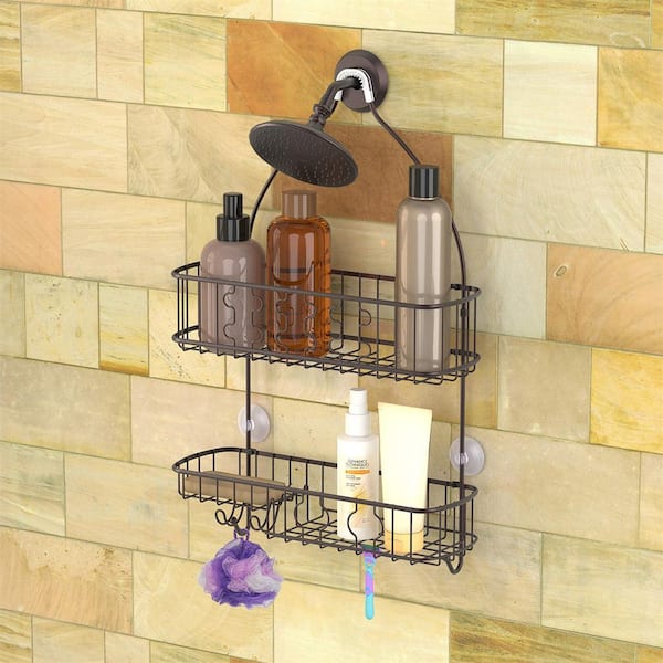 Cubilan Over-the-Shower Bathroom Caddy with Hooks in Bronze HD-B9K