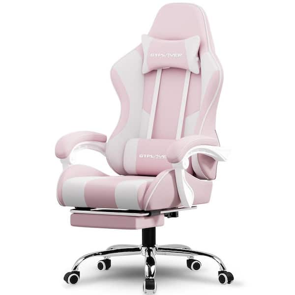 Faux Leather Gaming Chair with Bluetooth Speakers Ergonomic Adjustable Height Office Desk Computer Chair, Black