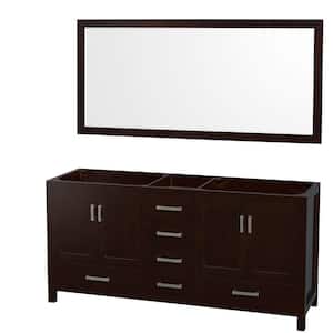 Sheffield 70.75 in. W x 21.5 in. D x 34.25 in. H Double Bath Vanity Cabinet without Top in Espresso with 70" Mirror