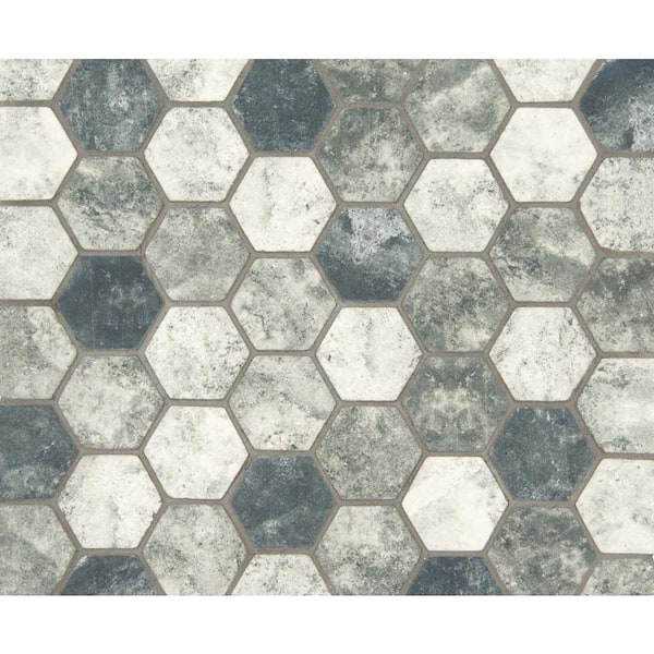 MSI Urban Tapestry 12 in. x 12 in. x 6 mm Hexagon Matte Recycled Glass Mesh-Mounted Mosaic Tile (1 sq. ft.)