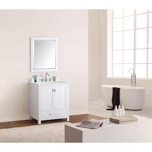 Modero 31 in. W x 22 in. D Bath Vanity in White with Engineered Stone Vanity Top in Cala White with White Basin