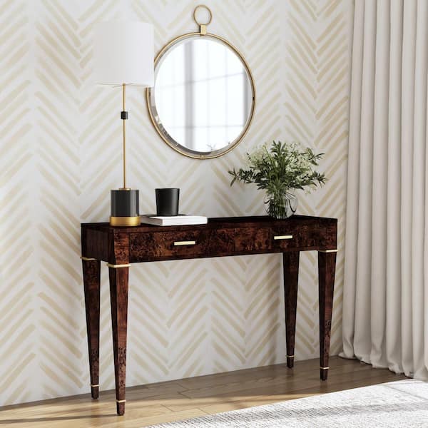 Butler Specialty Company Kai 45 in. W Dark Brown Rectangular Burl Wood 2-Drawer Console Table