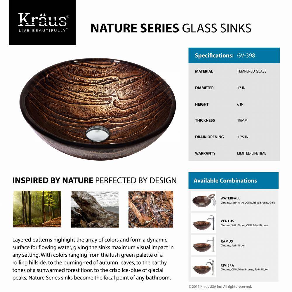 Gaia Copper-Brown Glass Circular Vessel Sink