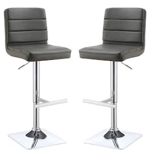 32 in. Chrome Low Back Metal Frame Bar Height stool with Leather Seat ((set of 2))