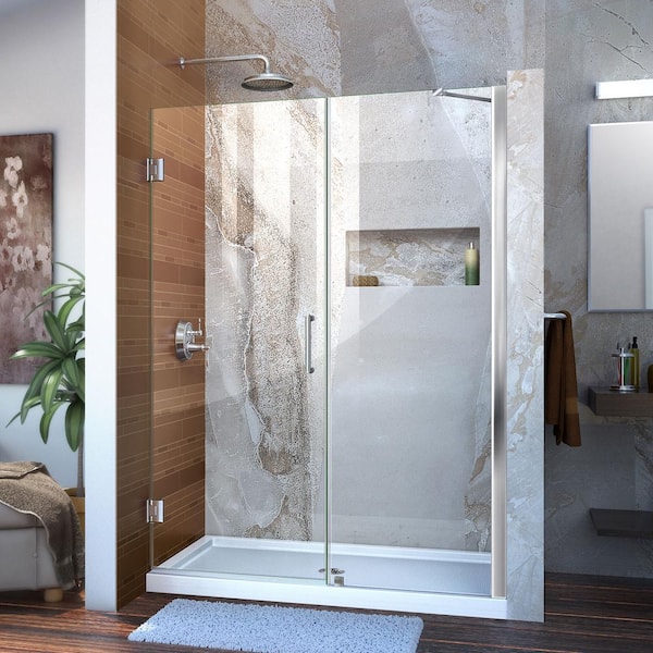 DreamLine Unidoor 52 to 53 in. x 72 in. Frameless Hinged Shower Door in Chrome