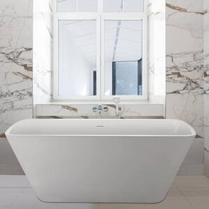 67 in. Luxury Rectangle Acrylic Freestanding Flatbottom Non-Whirlpool Double-Ended Soaking Bathtub in White
