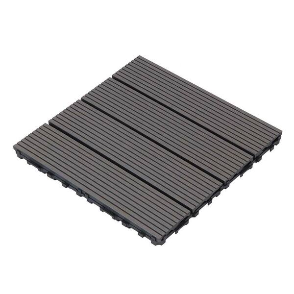 Afoxsos 1 ft. x 1 ft. Dark Gray Plastic Composite Deck Tiles Set, All-Weather Resistant, Easy to DIY and Maintain (20-Pack)