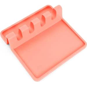Silicone Utensil Rest with Drip Pad for Multiple Utensils - Peach Bud